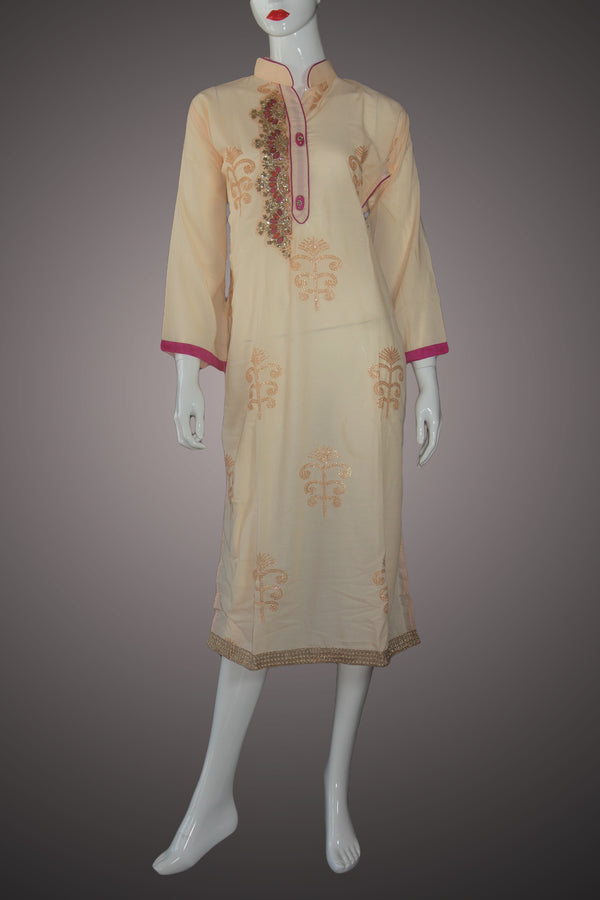 Peach Pure Maslin Cotton kurtha Suruwal