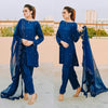 Navy Blue Kurtha Palazzo Dupatta Set