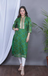 Green Bandhani Organic Cotton Kurthi Top