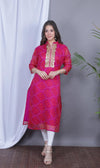 Pink Bandhani Organic Cotton Kurthi Top
