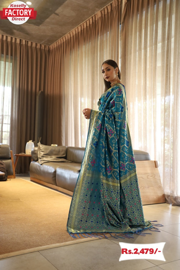 Blue Soft Banarasi Silk Saree