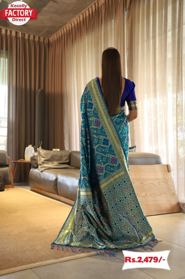 Blue Soft Banarasi Silk Saree