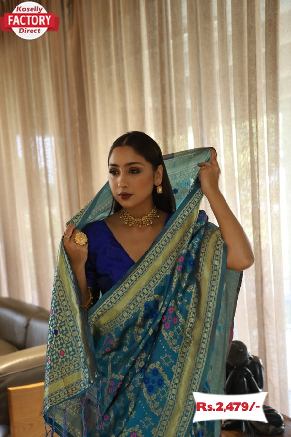 Blue Soft Banarasi Silk Saree