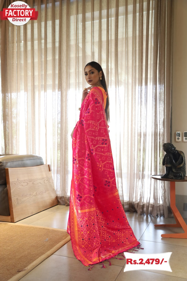 Pink Soft Banarasi Silk Saree