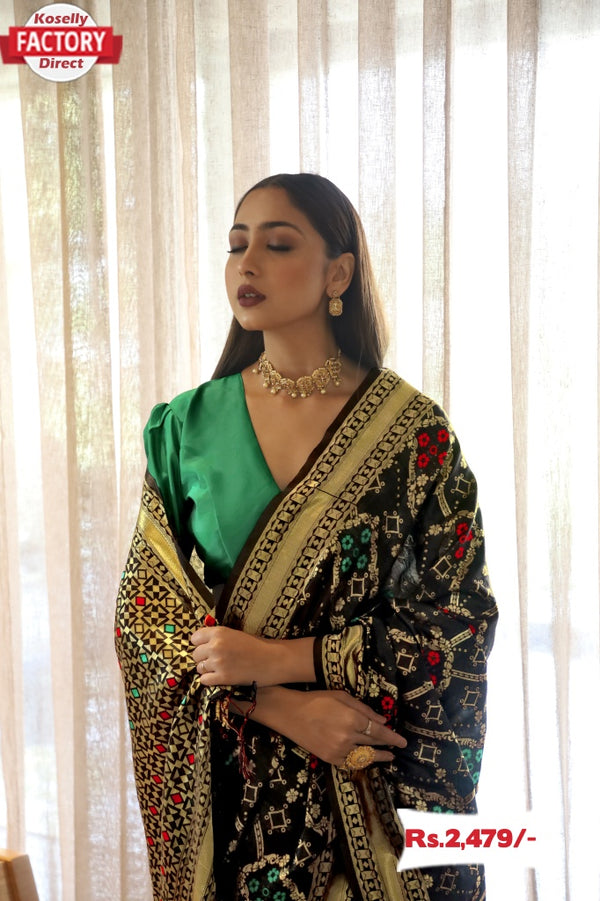 Black Soft Banarasi Silk Saree