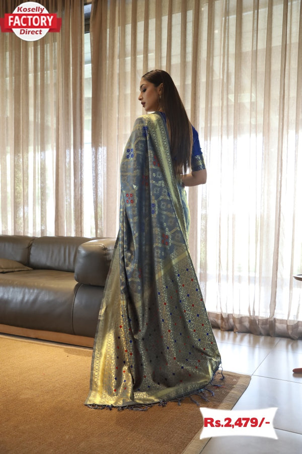 Silver Soft Banarasi Silk Saree