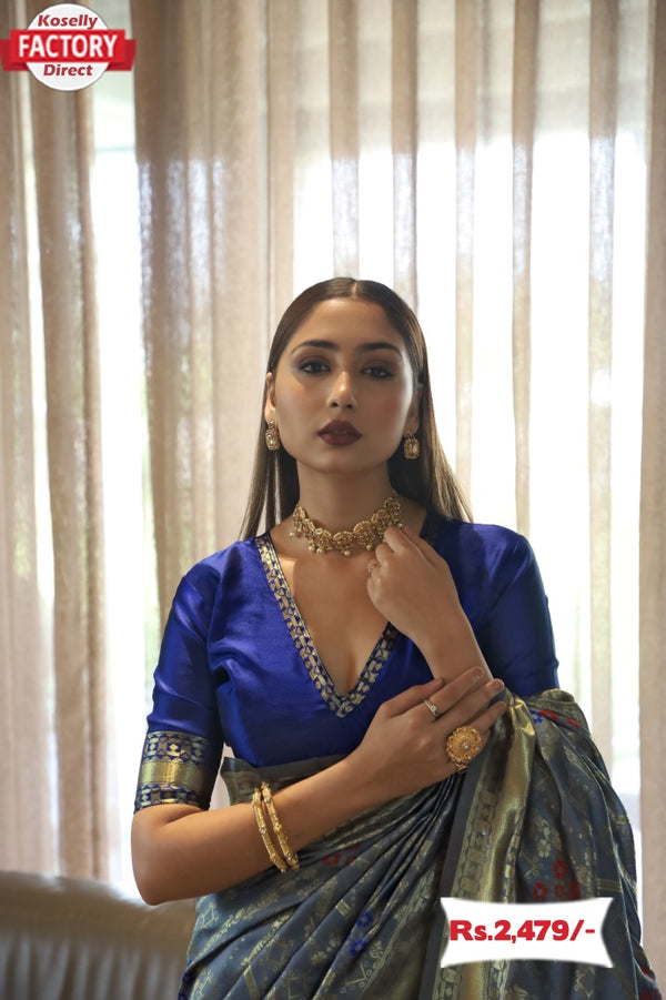 Silver Soft Banarasi Silk Saree