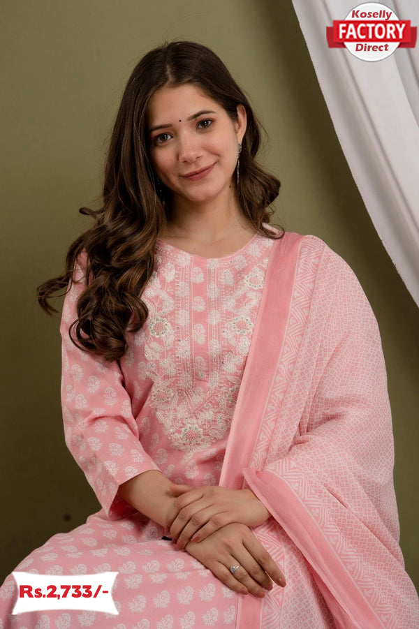 Peach Embroidered Kurtha Sharara Dupatta Set