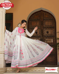 Pure Rayon Mulmul Gown Dupatta Set For Summer