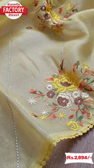 Yellow Pure Organza Embroidered Fancy Saree