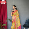 Yellow Pure Organza Banarasi Saree