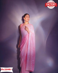 Pink Dual Sequins Georgette Partywear Saree