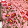 Pink Chiffon Silk Saree With Digital Print And Handwork