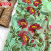 Green Chiffon Silk Saree With Digital Print And Handwork