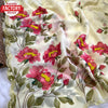 Faint Yellow Chiffon Silk Saree With Digital Print And Handwork