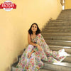 Handwork Floral Organza Saree With Stitched Blouse
