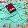 Aqua Blue Chiffon Crepe Kashmiri Embroidered Saree