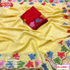 Yellow Chiffon Crepe Kashmiri Embroidered Saree