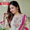 White And Pink Maslin Kurtha Palazzo Dupatta Set