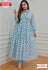 Blue Cotton Alia Cut Kurtha Palazzo Dupatta Set