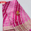 Pink Georgette Leheriya Foil Work Saree