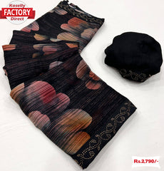Black Floral Brasso Saree