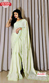 Light Green Georgette Zari And Thread Embroidered Saree