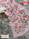 Pink Georgette Silk Hand-painted Saree