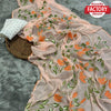 Peach Georgette Silk Hand-painted Saree