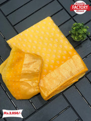 Yellow Pure Chiffon Saree