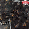 Black Chiffon Silk Saree With Handprint And Foil Work
