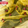 Yellow Pure Organza Multi-embroidery Fancy Saree