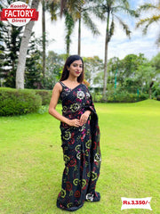 Black Multi-sequins Partywear Saree