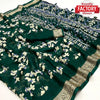 Dark Green Dola Silk Saree With Floral Mill Print
