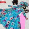 Sky Blue Floral Anarkali Set