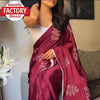 Maroon Shimmery Chinnon Silk Embroidered Saree