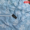 Dusty Blue Shimmery Chinnon Silk Embroidered Saree
