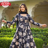 Navy Blue Floral Gown Dupatta Set