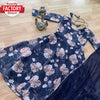 Navy Blue Floral Gown Dupatta Set