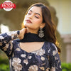 Navy Blue Floral Gown Dupatta Set