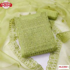 Light Green Organza Embroidered Kurtha Suruwal Piece