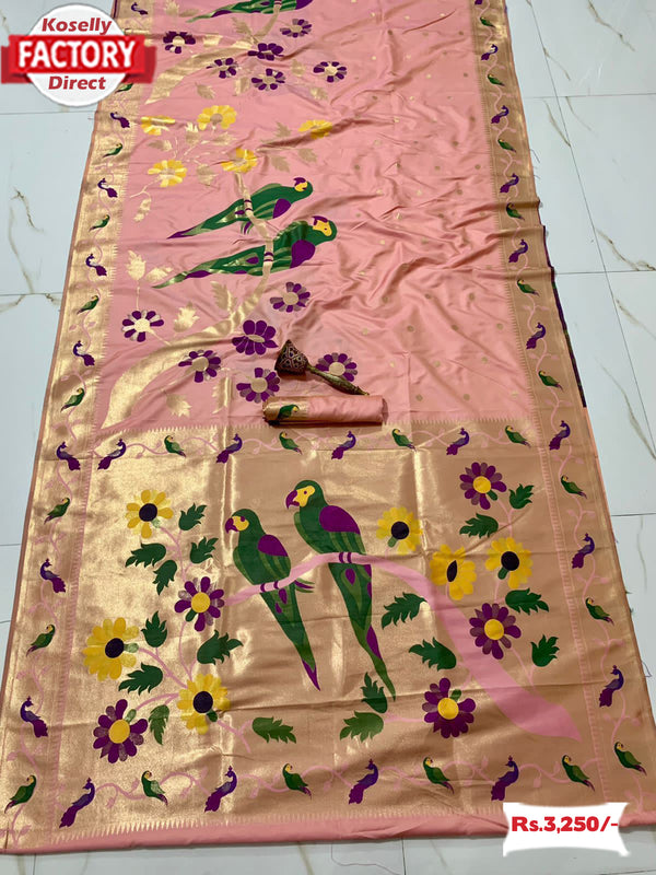 Light Pink Kanjivaram Rich Zari Weaving Saree