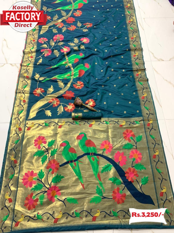Turquoise Kanjivaram Rich Zari Weaving Saree