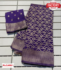 Purple Pure Khadi Silk RIch Zari Work Saree