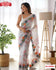 White Georgette Digital Print Saree With Embroidery Work