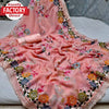 Peach Georgette Digital Print Saree With Embroidery Work