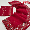 Red Faux Georgette Real Mirror Work Partywear Saree