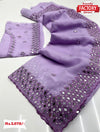 Lavender Faux Georgette Real Mirror Work Partywear Saree