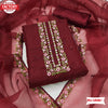 Maroon Organza Multi-Embroidery Kurtha Suruwal Piece