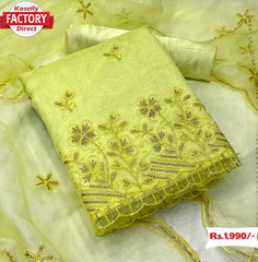 Green Organza Embroidered Kurtha Suruwal Piece